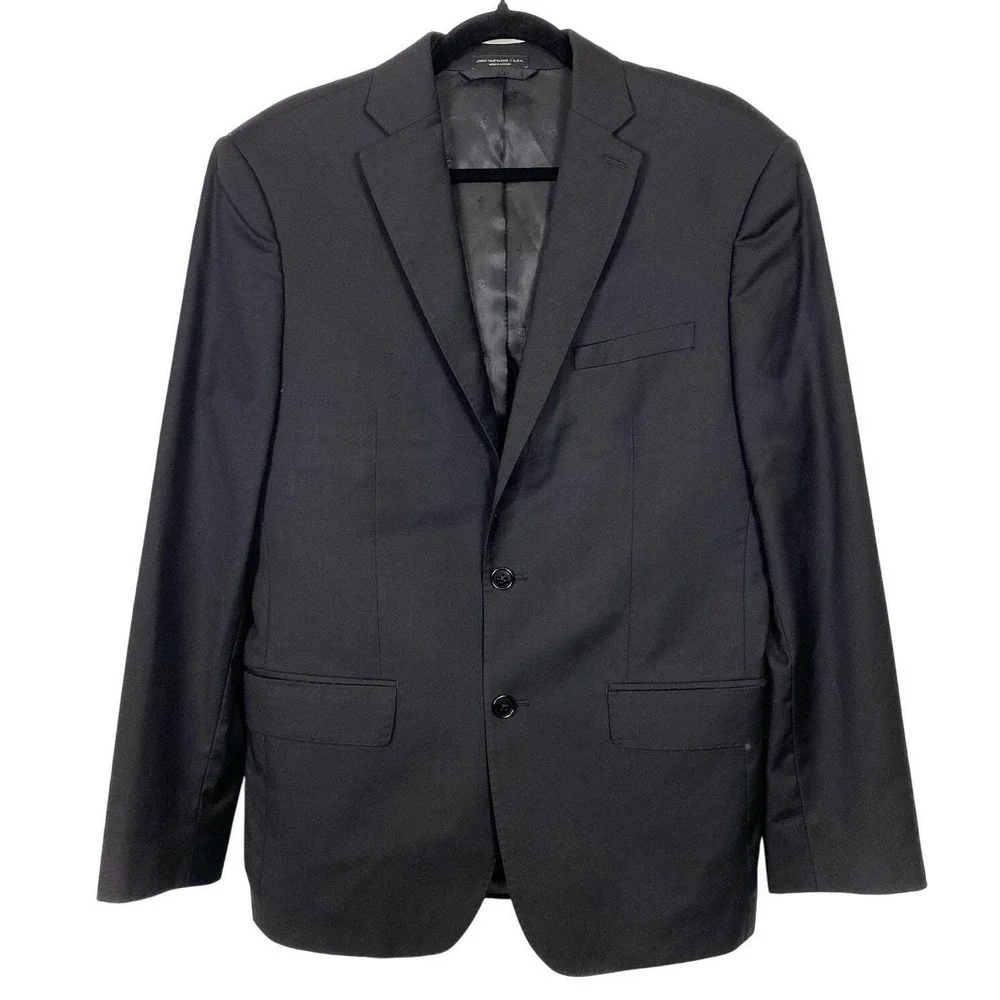 John Varvatos Mens 40R Blazer Solid Black Wool Sport Coat Luxury Suit Jacket
